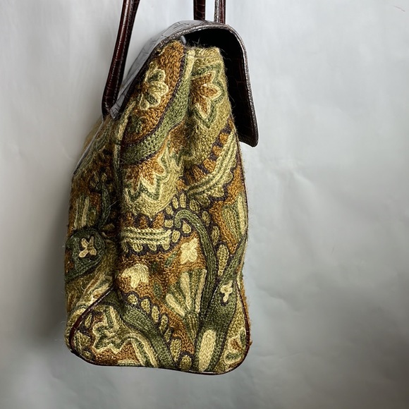 Rare Clever Carriage Company Crewel Embroidered Satchel - Picture 10 of 11